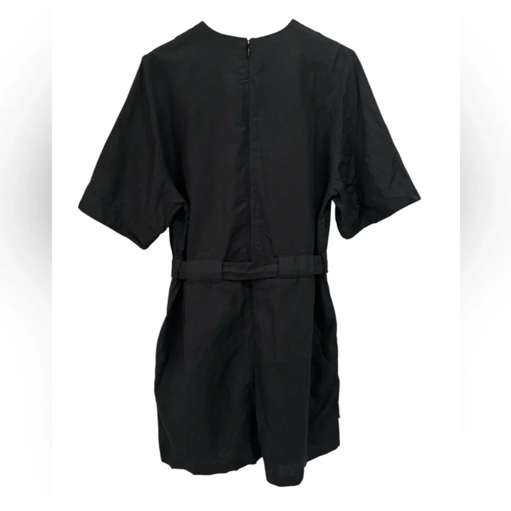 COS Linen Lyocell Belted V Neck Romper Playsuit in Black - Size 12